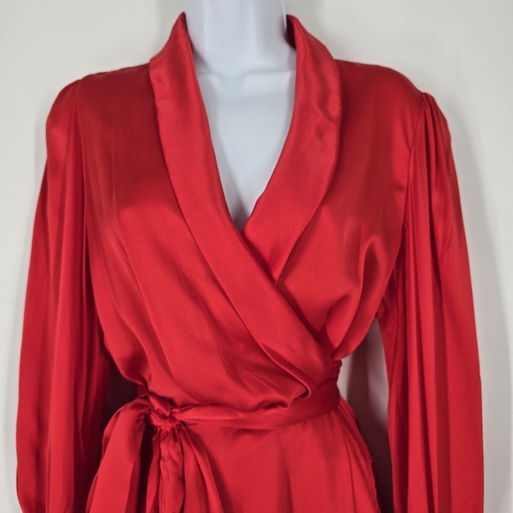Zimmermann Silk Midi Wrap Dress in Red Size 1 Medium - Picture 2 of 12